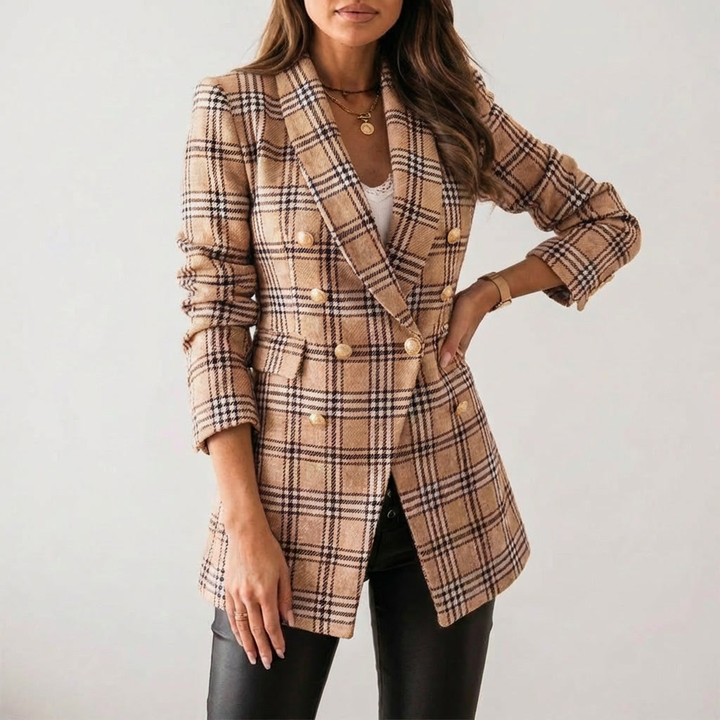 Blazer de patrón clásico de cuadros para mujeres