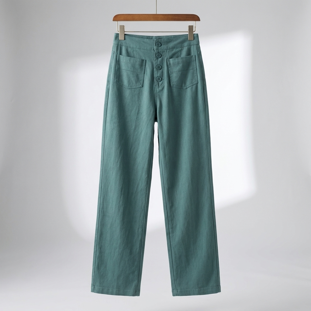 Pantalones de Pierna Recta de Cintura Alta para Mujeres