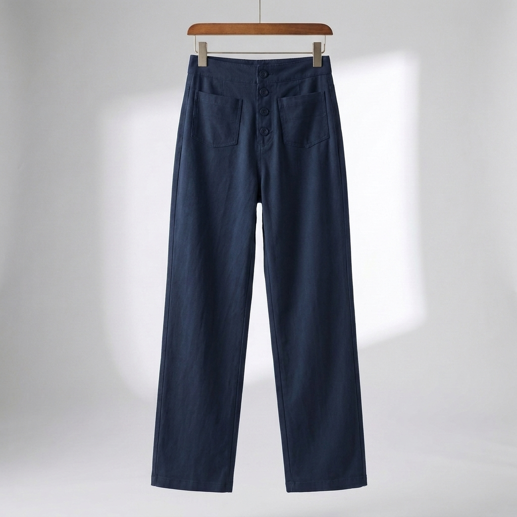 Pantalones de Pierna Recta de Cintura Alta para Mujeres