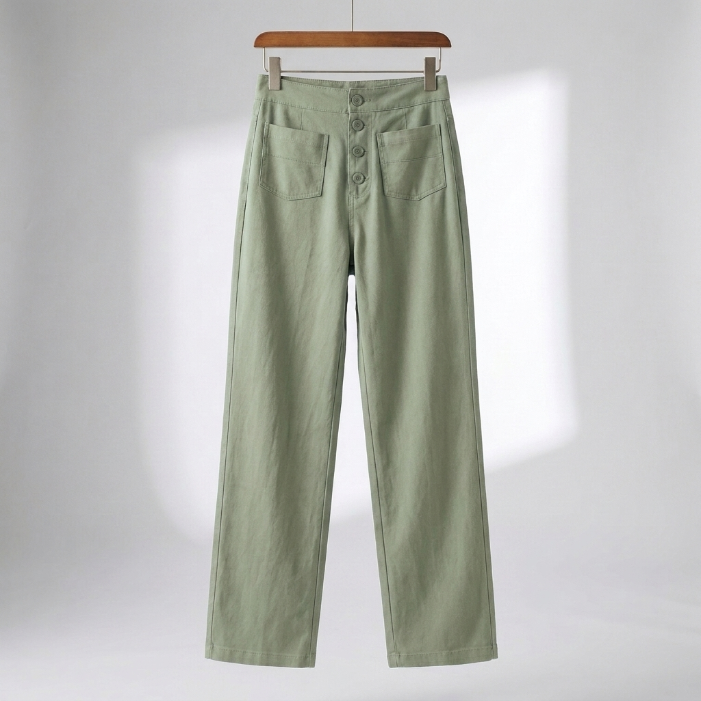 Pantalones de Pierna Recta de Cintura Alta para Mujeres