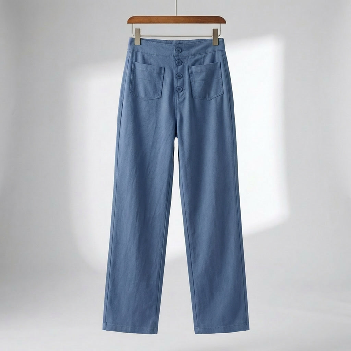 Pantalones de Pierna Recta de Cintura Alta para Mujeres