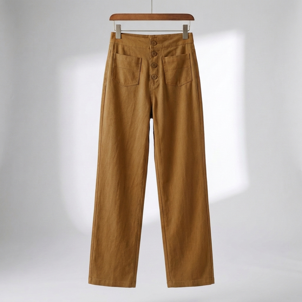 Pantalones de Pierna Recta de Cintura Alta para Mujeres