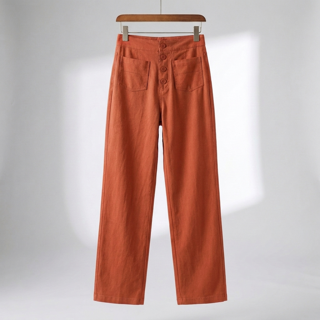 Pantalones de Pierna Recta de Cintura Alta para Mujeres