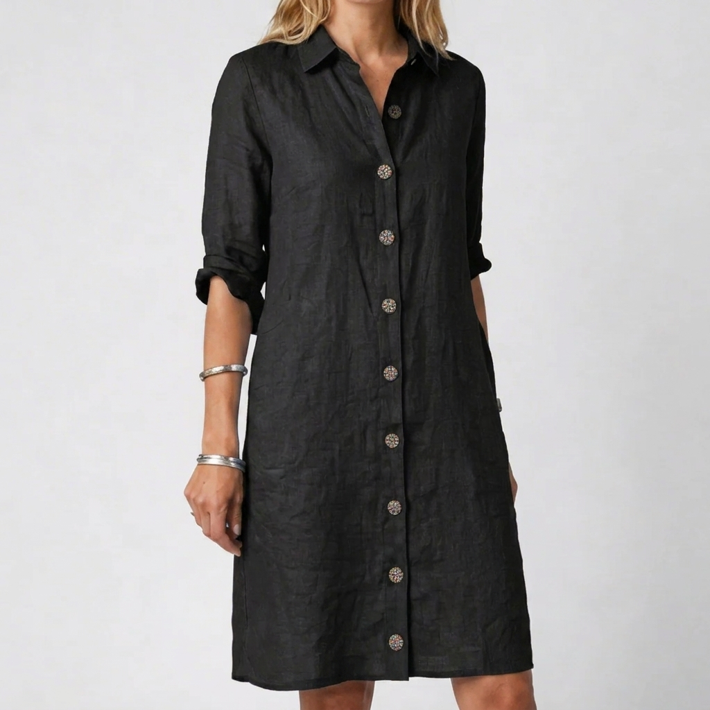 Vestido Midi de Lino Casual de Verano