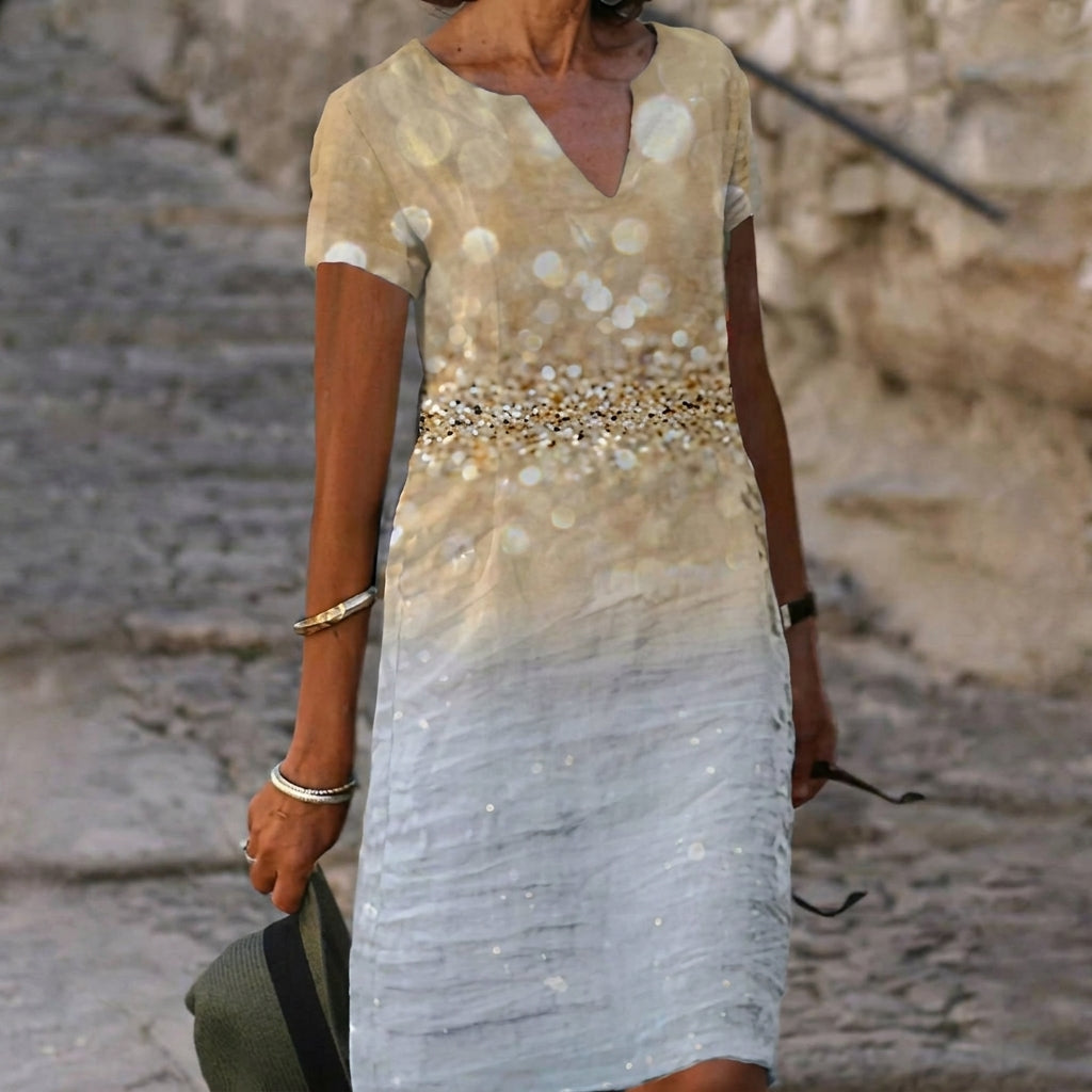 Vestido Casual de Cuello en V para Mujeres