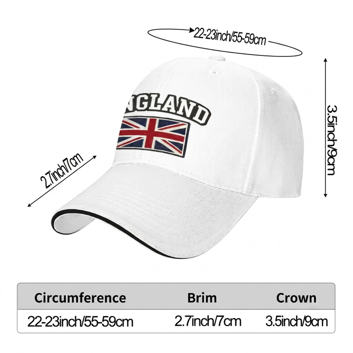 Gorra de béisbol con bandera del Reino Unido de Inglaterra