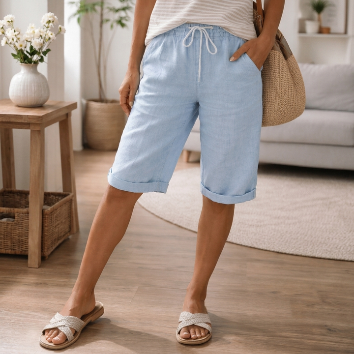 Pantalones Cortos Mujeres Ajustables con Cuerda