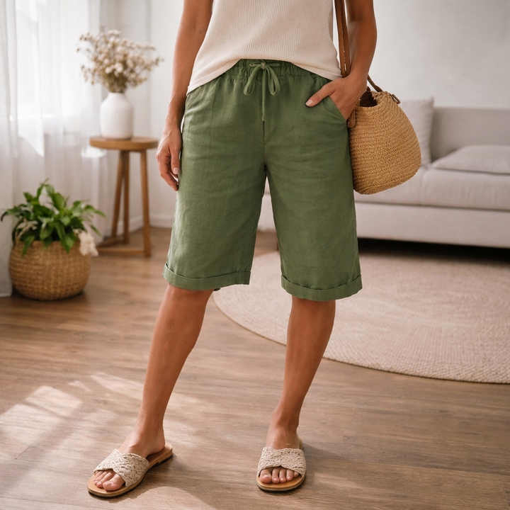 Pantalones Cortos Mujeres Ajustables con Cuerda
