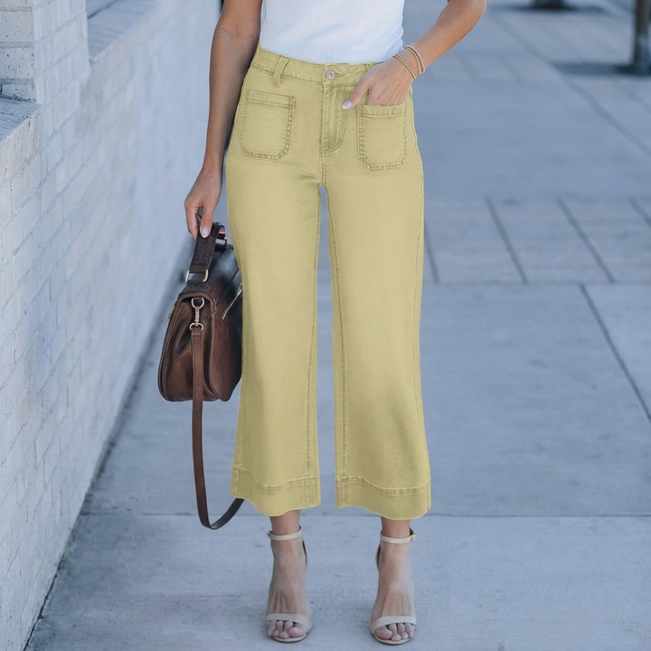 Jeans Anchos de Cintura Alta Casual Chic