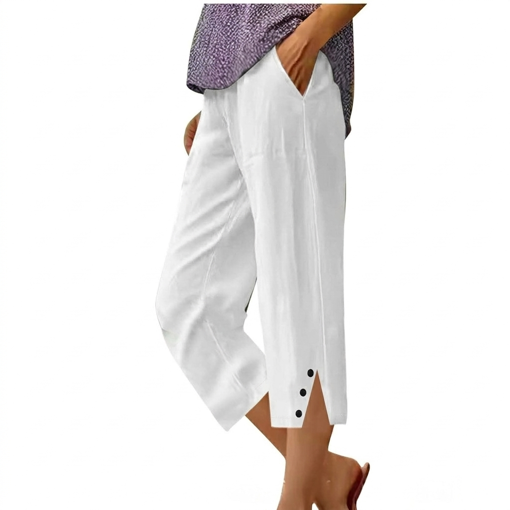Pantalones Casuales Sueltos de Cintura Alta para Mujer con Bolsillos