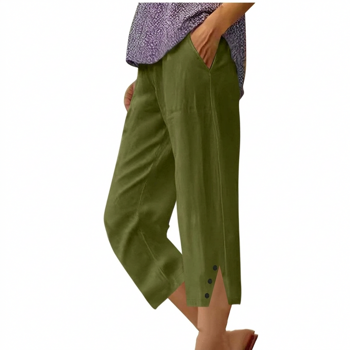 Pantalones Casuales Sueltos de Cintura Alta para Mujer con Bolsillos