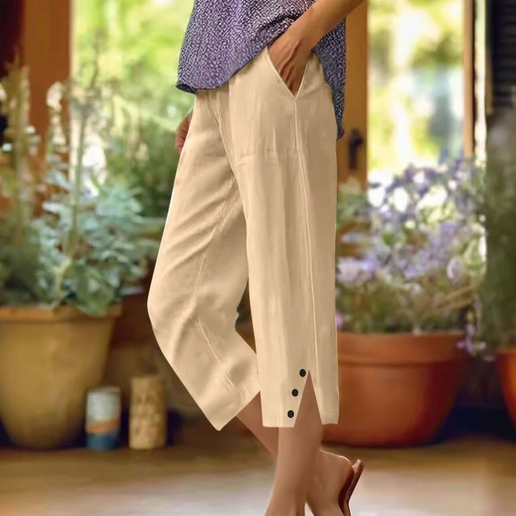 Pantalones Casuales Sueltos de Cintura Alta para Mujer con Bolsillos