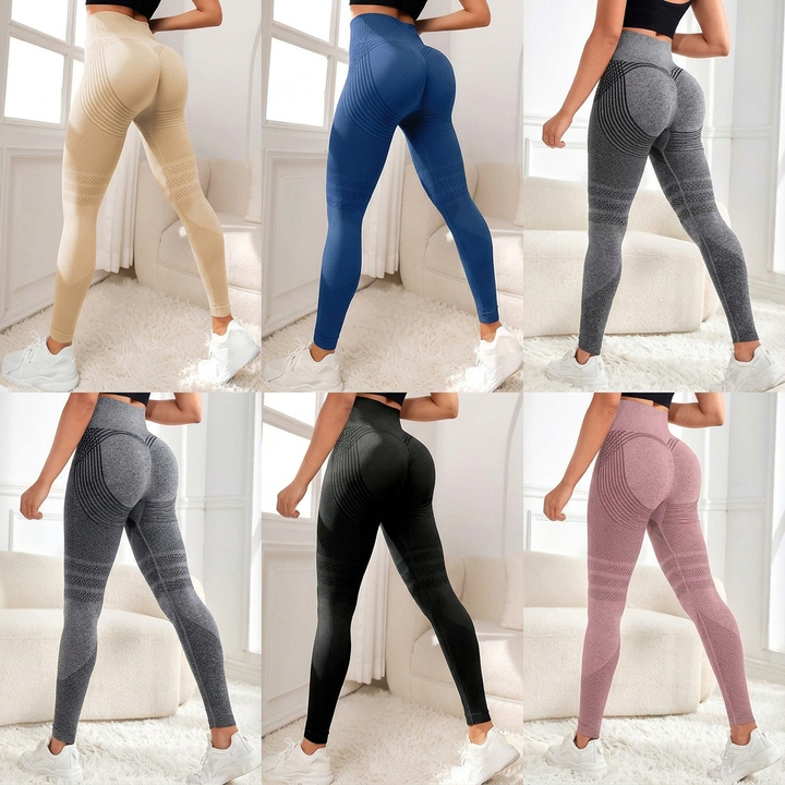 Leggings Elásticos Sin Costuras de Alta Cintura y Levantamiento de Caderas