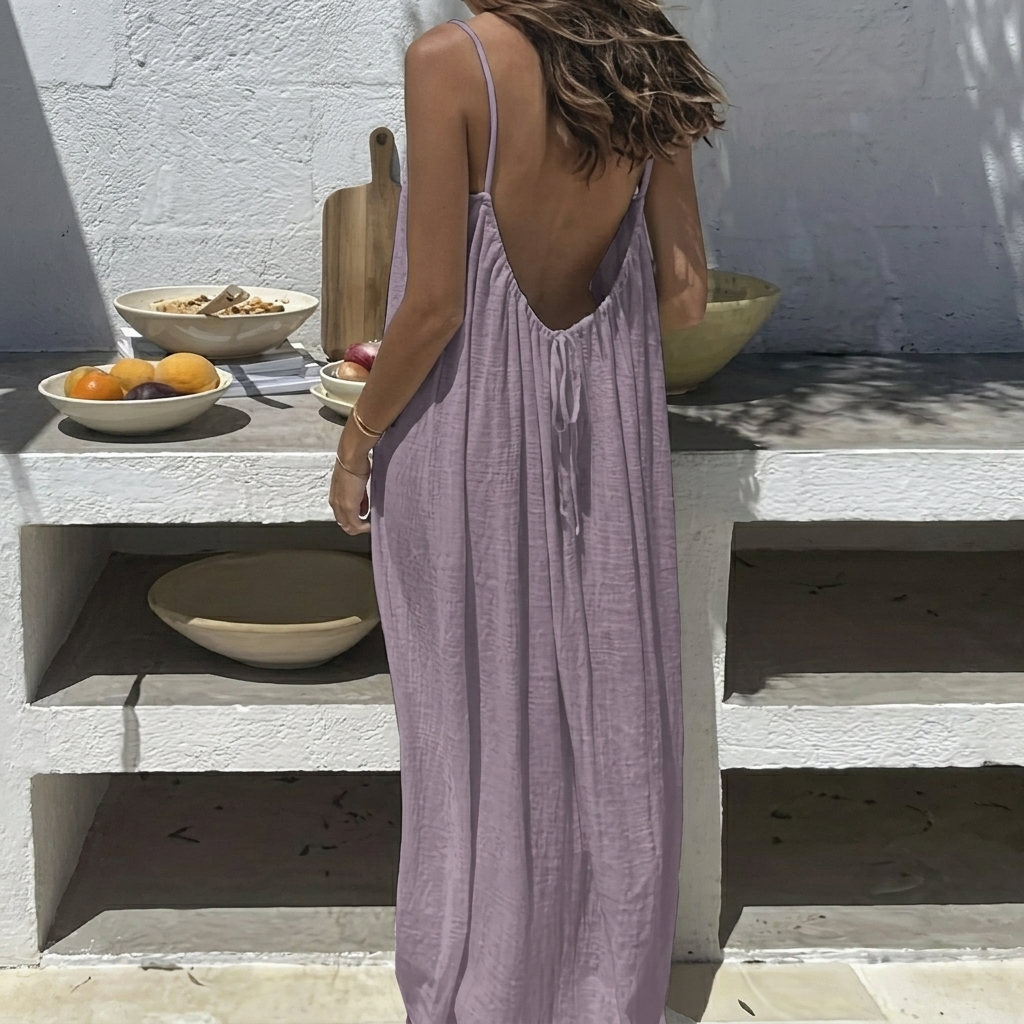 Vestido Largo Suelto Sin Espalda para Mujeres
