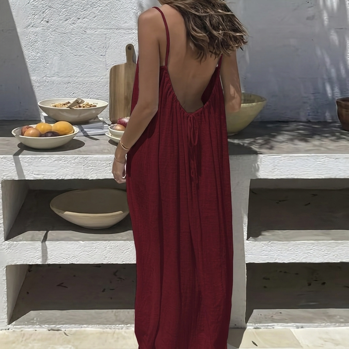 Vestido Largo Suelto Sin Espalda para Mujeres