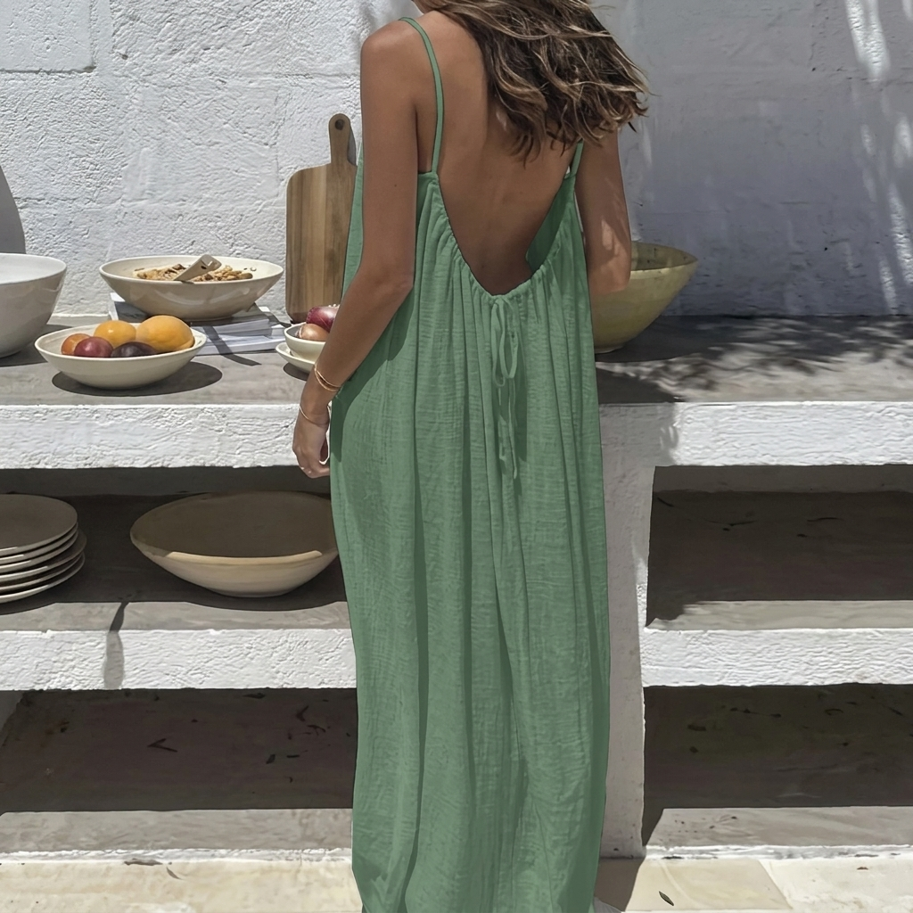 Vestido Largo Suelto Sin Espalda para Mujeres
