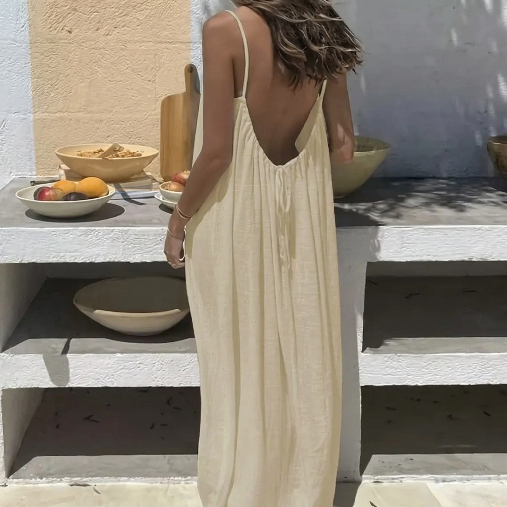 Vestido Largo Suelto Sin Espalda para Mujeres