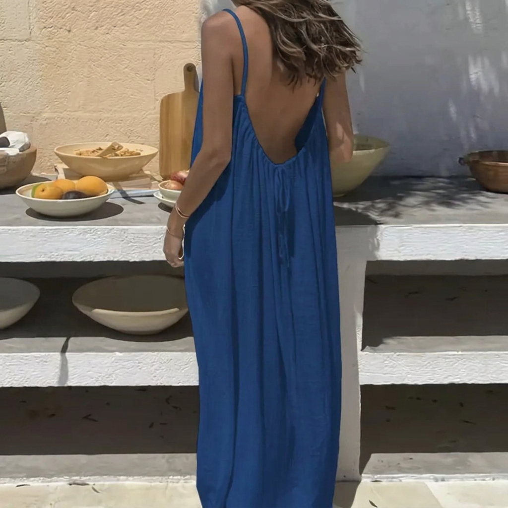 Vestido Largo Suelto Sin Espalda para Mujeres