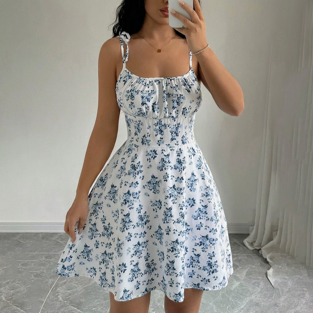 Vestido A-Linea Floral Dulce para Mujeres