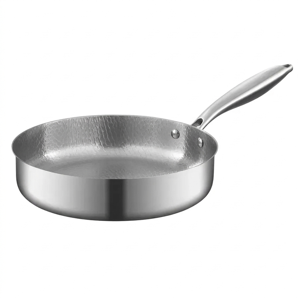 Sarten wok de titanio martillado con fondo plano