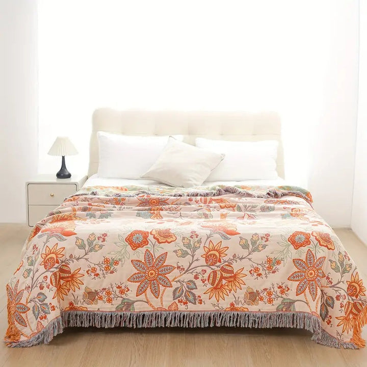 Manta Floral Acogedora Boho