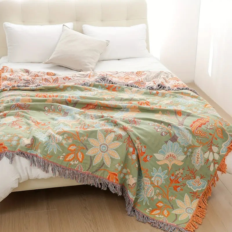 Manta Floral Acogedora Boho