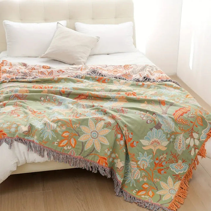 Manta Floral Acogedora Boho