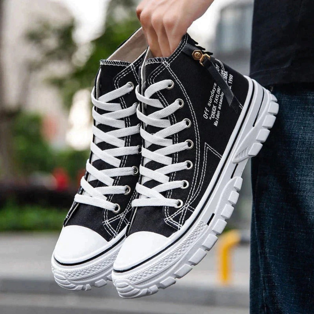 Zapatillas Altas de Lona Chunky para Hombres - Ropa Casual Streetwear