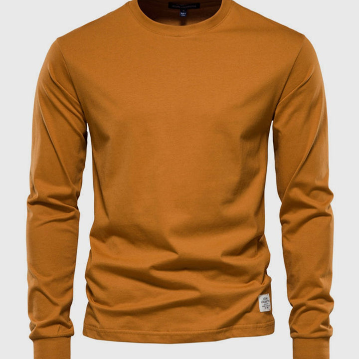 Camisa de Algodón de Hombre de Mangas Largas con Cuello Redondo