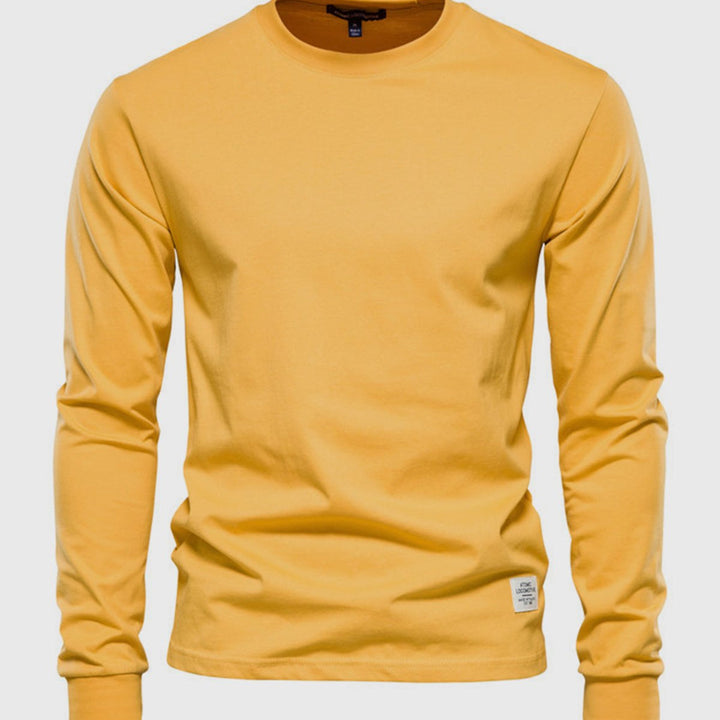 Camisa de Algodón de Hombre de Mangas Largas con Cuello Redondo