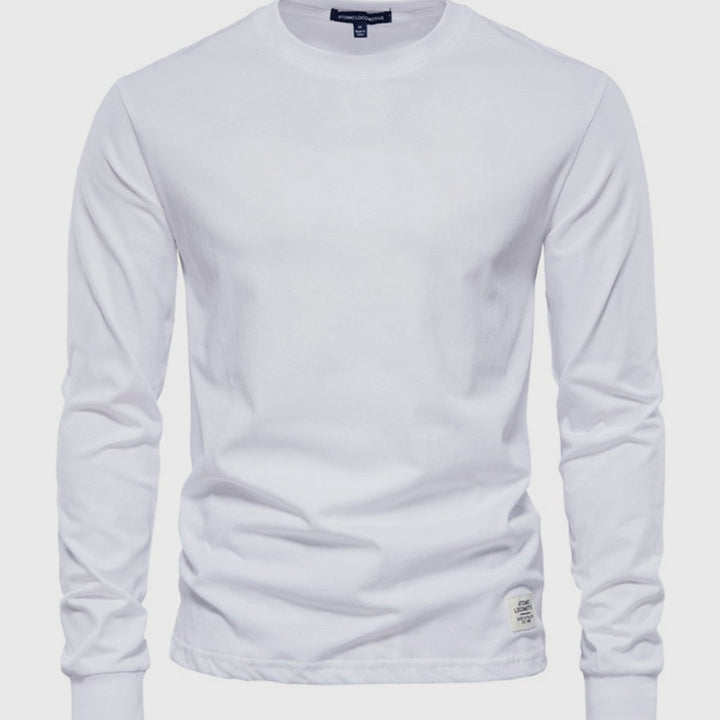 Camisa de Algodón de Hombre de Mangas Largas con Cuello Redondo