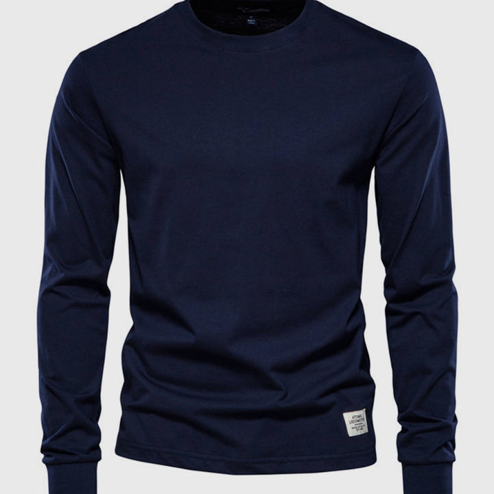 Camisa de Algodón de Hombre de Mangas Largas con Cuello Redondo