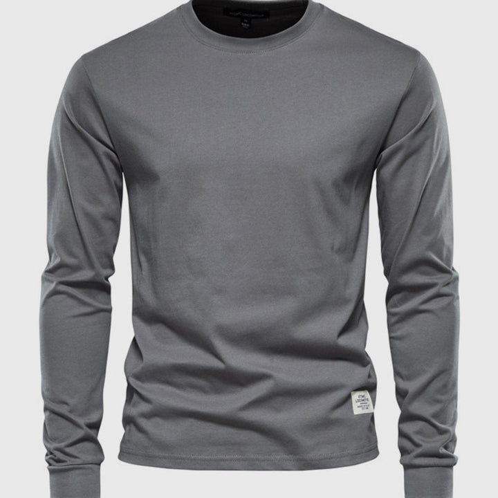 Camisa de Algodón de Hombre de Mangas Largas con Cuello Redondo