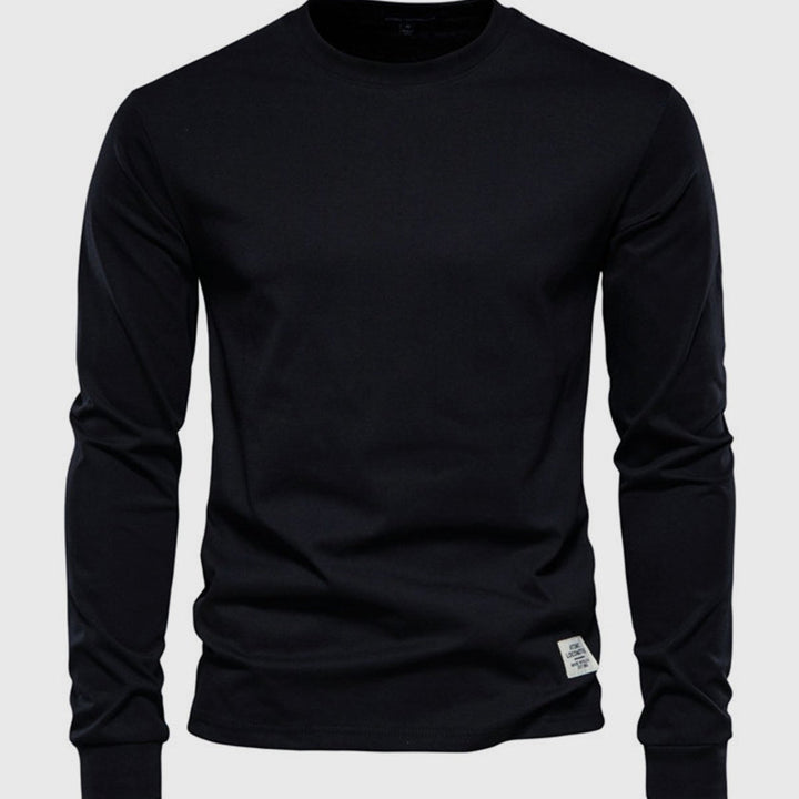 Camisa de Algodón de Hombre de Mangas Largas con Cuello Redondo