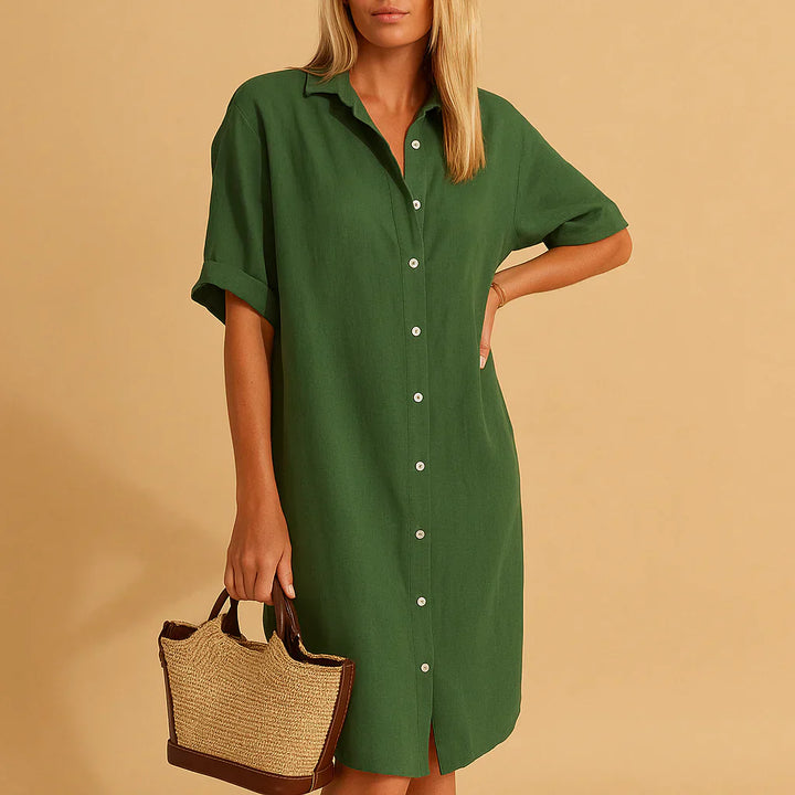 Vestido Camisa con Botones de Corte Relajado para Mujeres
