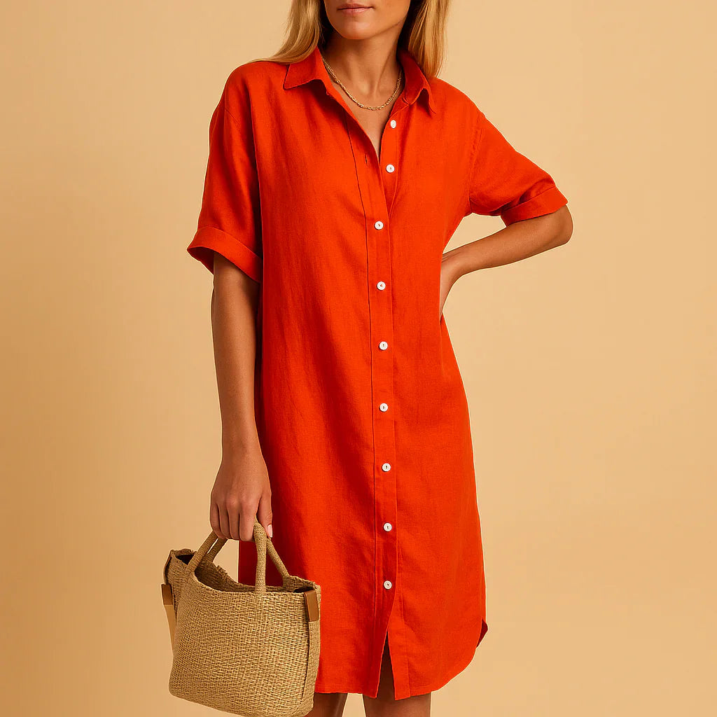 Vestido Camisa con Botones de Corte Relajado para Mujeres