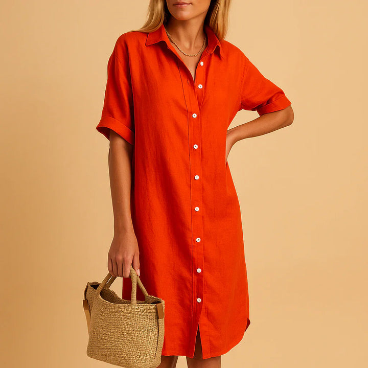 Vestido Camisa con Botones de Corte Relajado para Mujeres