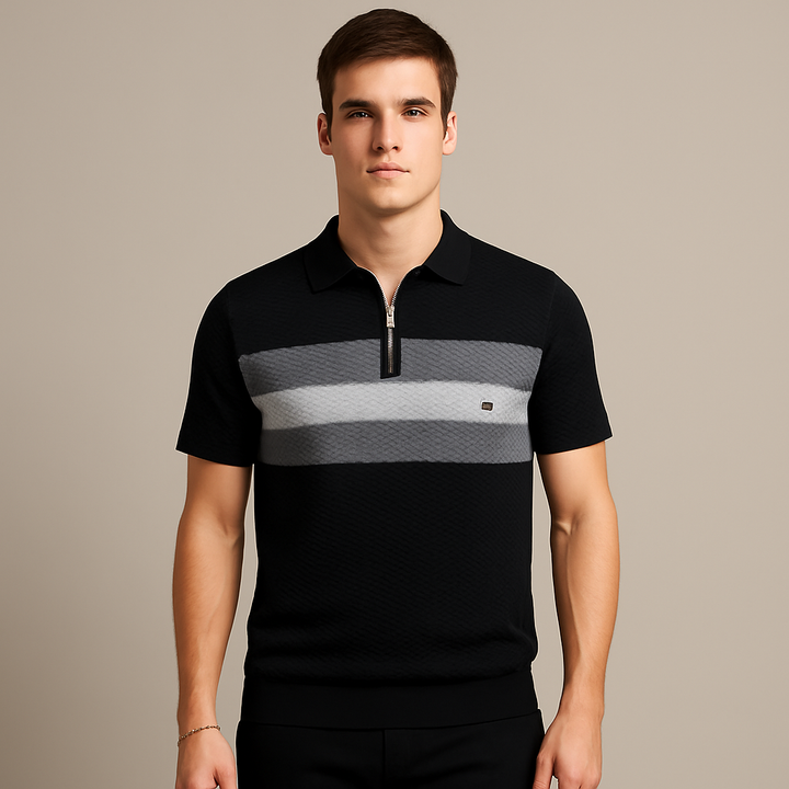 Polo de hombre con diseño de punto a rayas