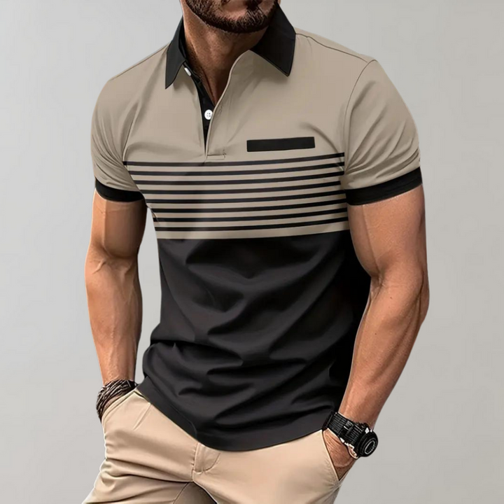 Polo de manga corta a rayas para hombre, vista 6