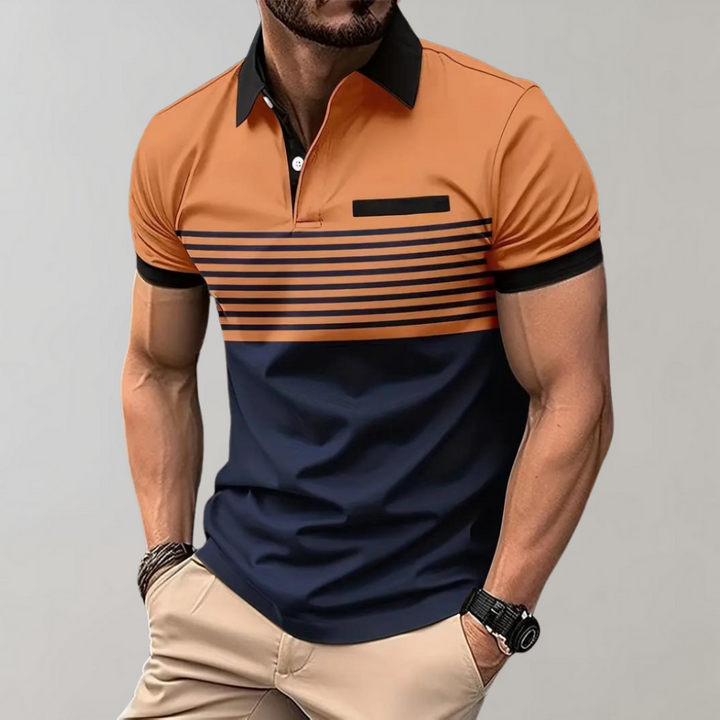 Polo de manga corta a rayas para hombre, vista 7