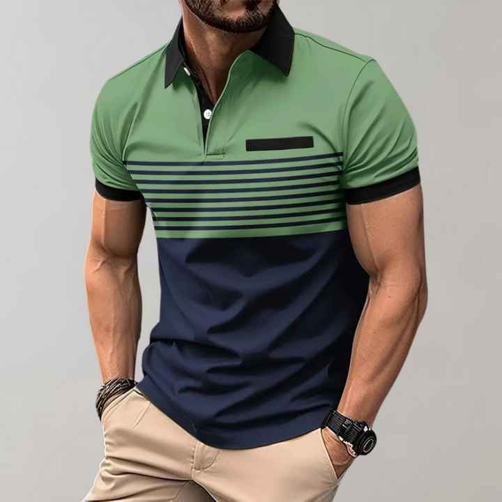 Polo de manga corta a rayas para hombre, vista 8