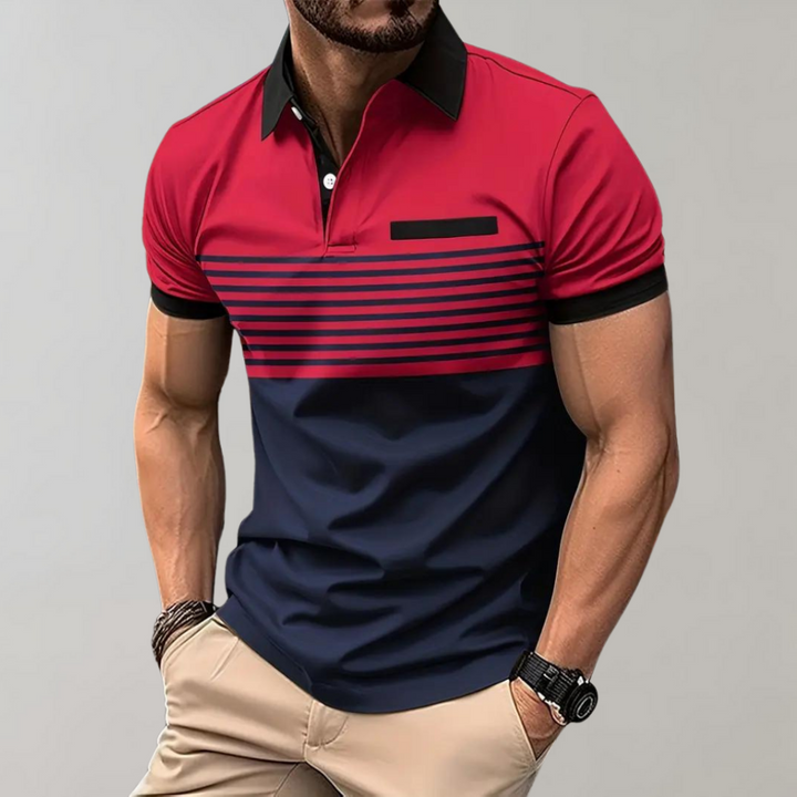 Polo de manga corta a rayas para hombre, vista 4