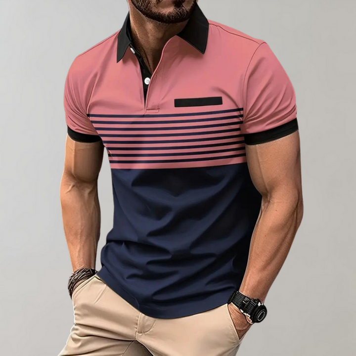 Polo de manga corta a rayas para hombre, vista 5
