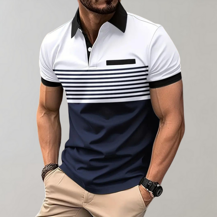 Polo de manga corta a rayas para hombre, vista 3