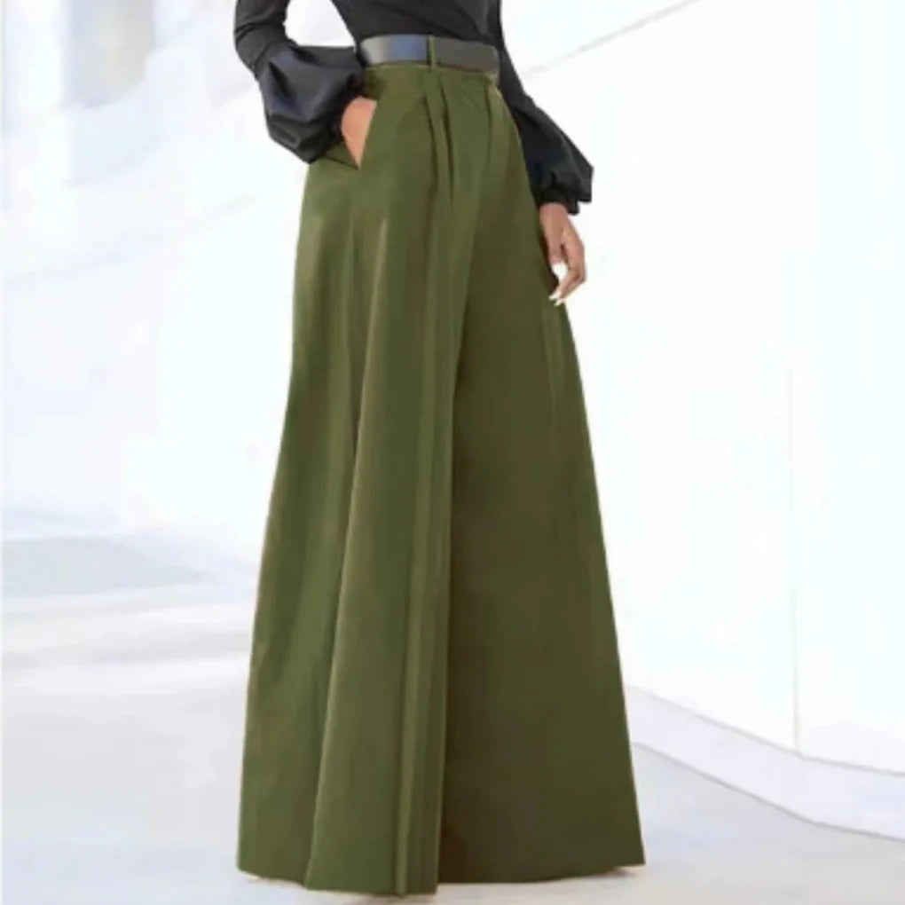 Pantalones de Pierna Ancha para Mujeres – Elegancia de Color Sólido para Cada Ocasión