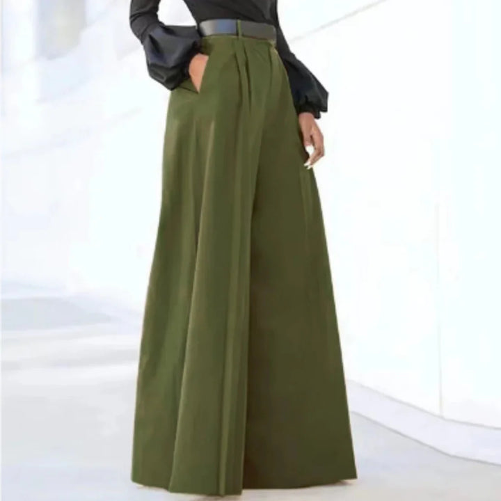 Pantalones de Pierna Ancha para Mujeres – Elegancia de Color Sólido para Cada Ocasión