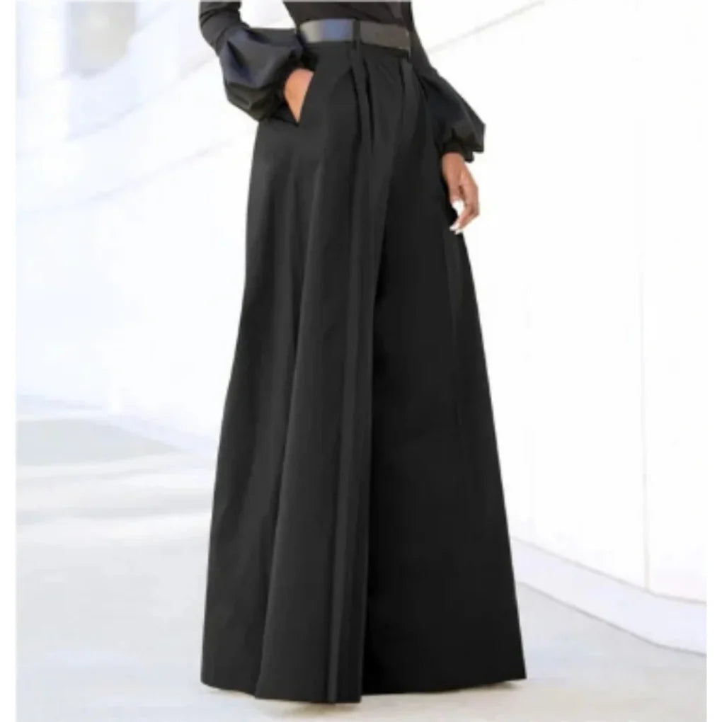 Pantalones de Pierna Ancha para Mujeres – Elegancia de Color Sólido para Cada Ocasión