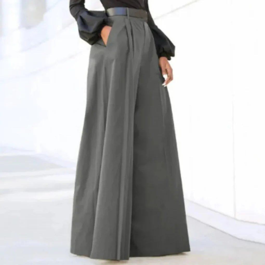 Pantalones de Pierna Ancha para Mujeres – Elegancia de Color Sólido para Cada Ocasión
