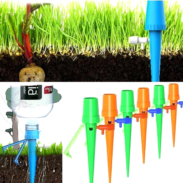 Picas de Riego Automático para Plantas (Pack de 12) – Ayuda de Jardín con Flujo Ajustable