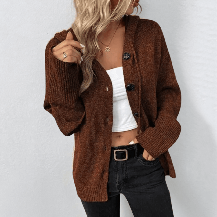 Cardigan de Tricot para Mujeres – Cálido con Botones y Detalle de Puffer